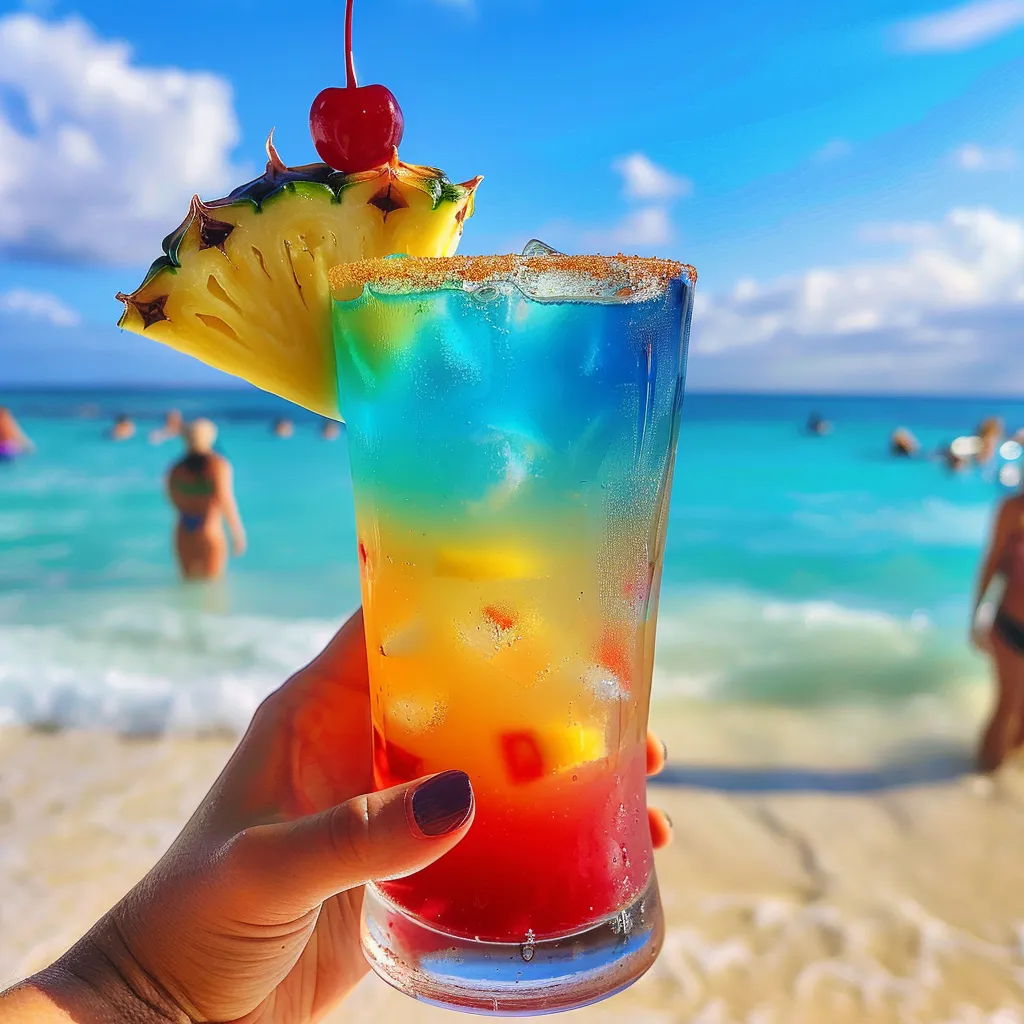 A person holding a drink with a pineapple on top.