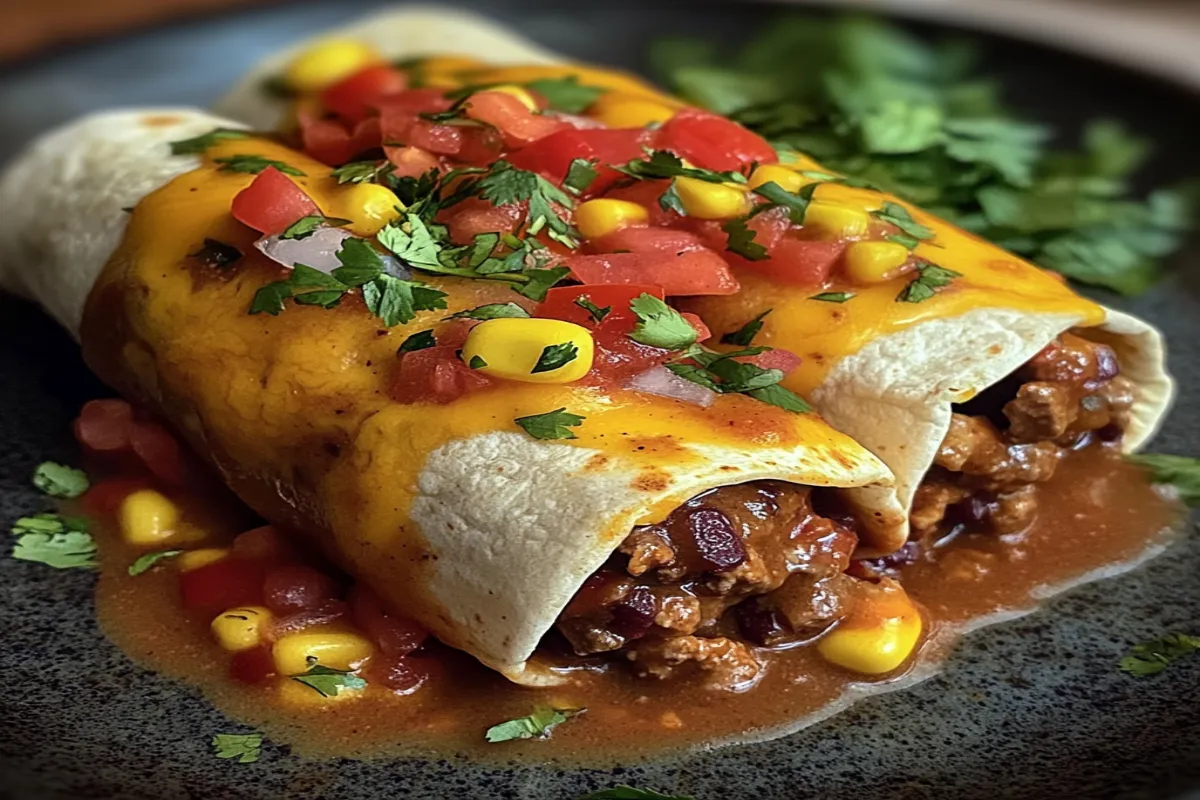 A plate of food with a burrito and a salad.