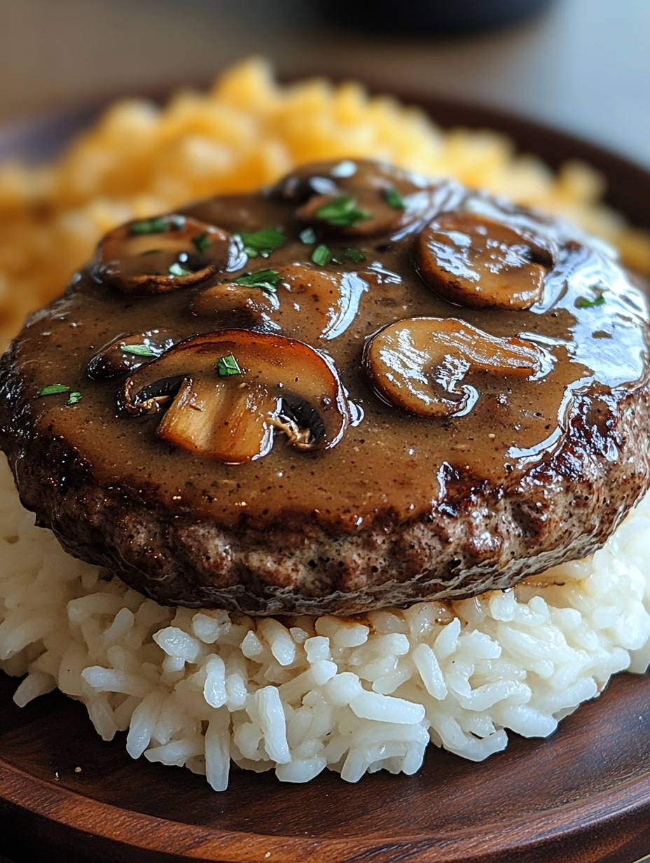 A piece of meat with mushrooms on top.