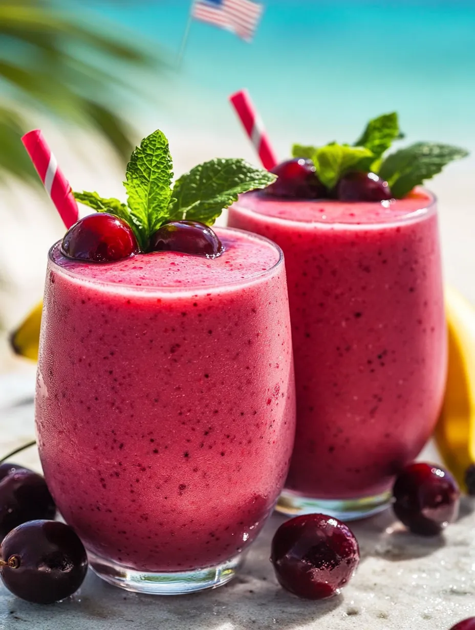 Berry smoothie duo in tall glasses.