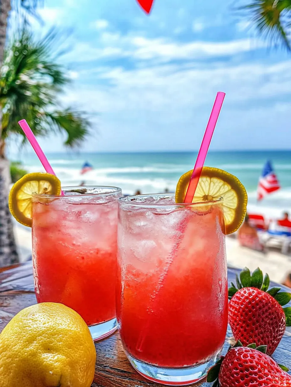 Pink lemonade glasses sitting on a tabletop.
