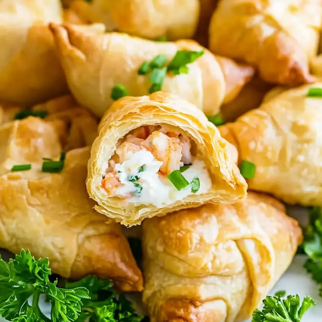 A plate of food with a pastry and a green vegetable.