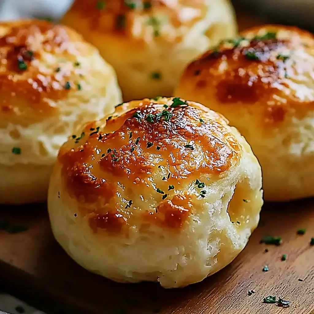 A close-up of golden brown cheese rolls garnished with parsley, resting on a wooden board.