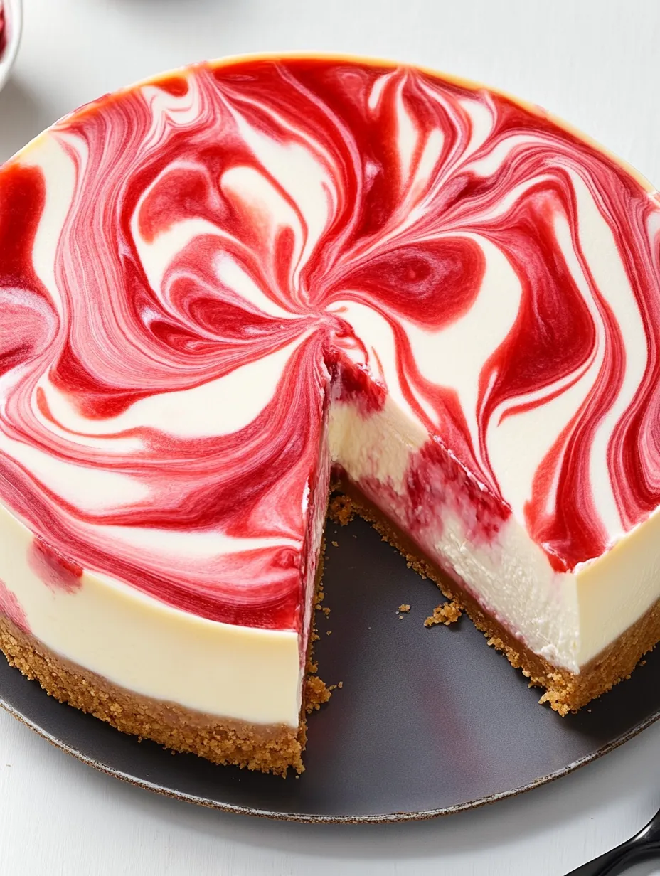 Easy Strawberry Swirl Cheesecake