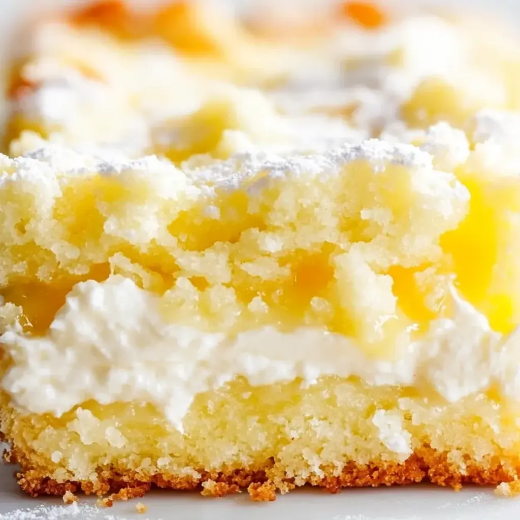 A piece of cake with white frosting and a yellow filling.