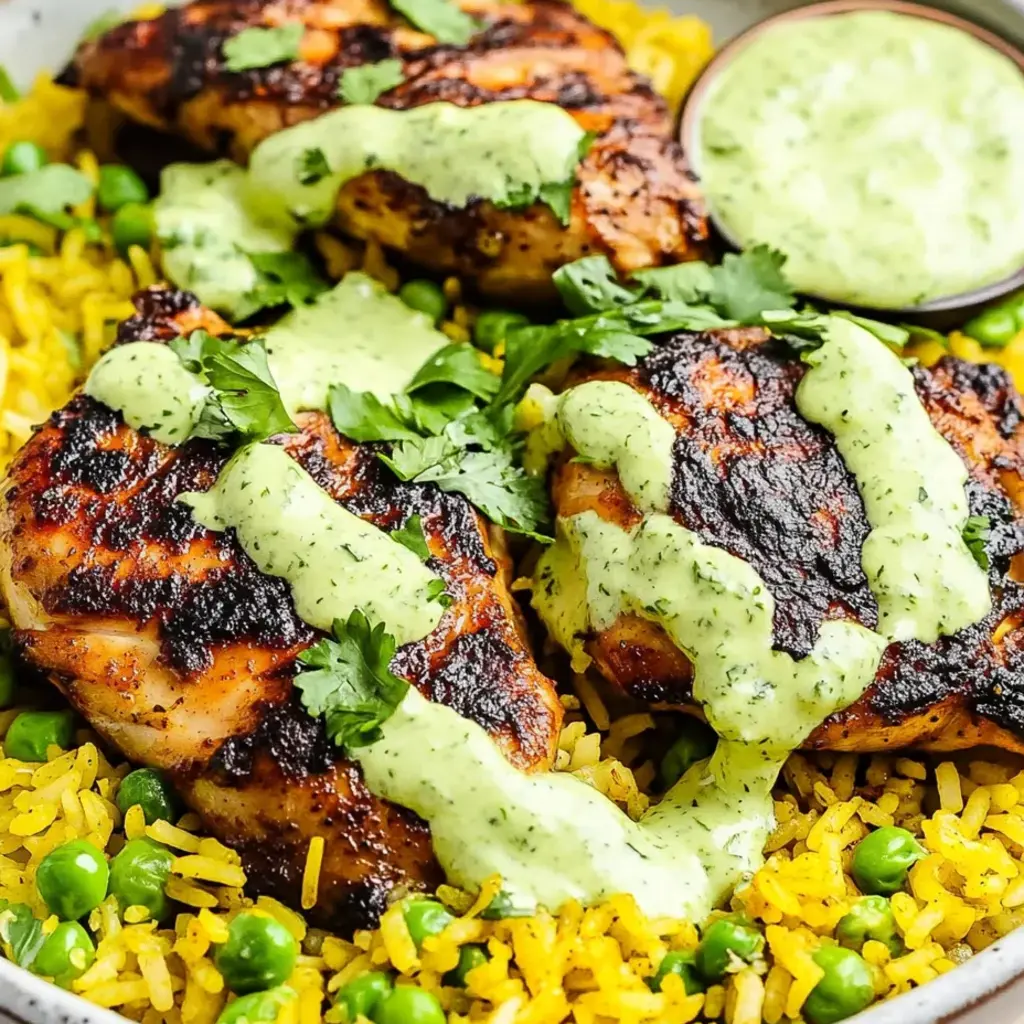 A plate of food with chicken and rice.