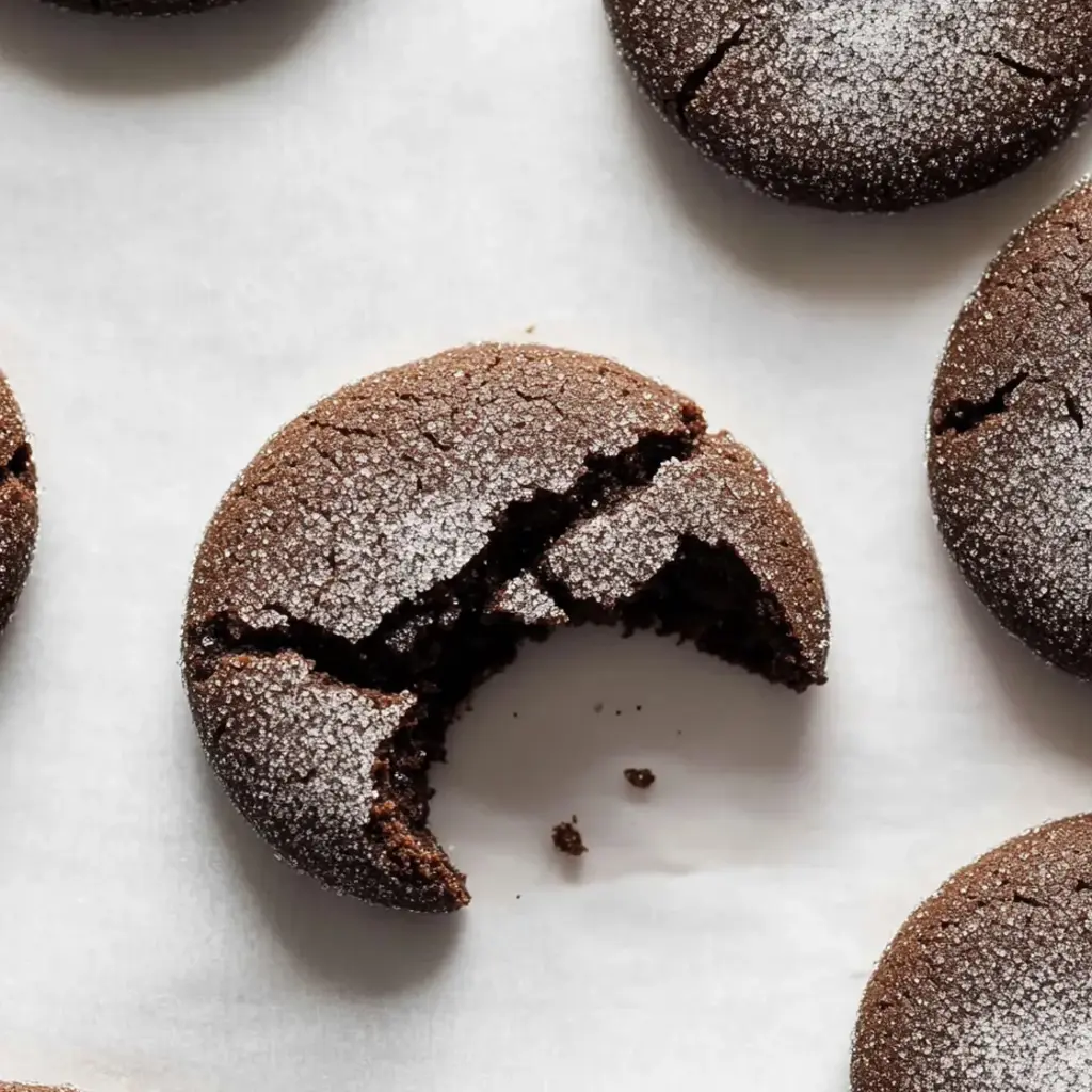 A chocolate cookie with a bite taken out of it.