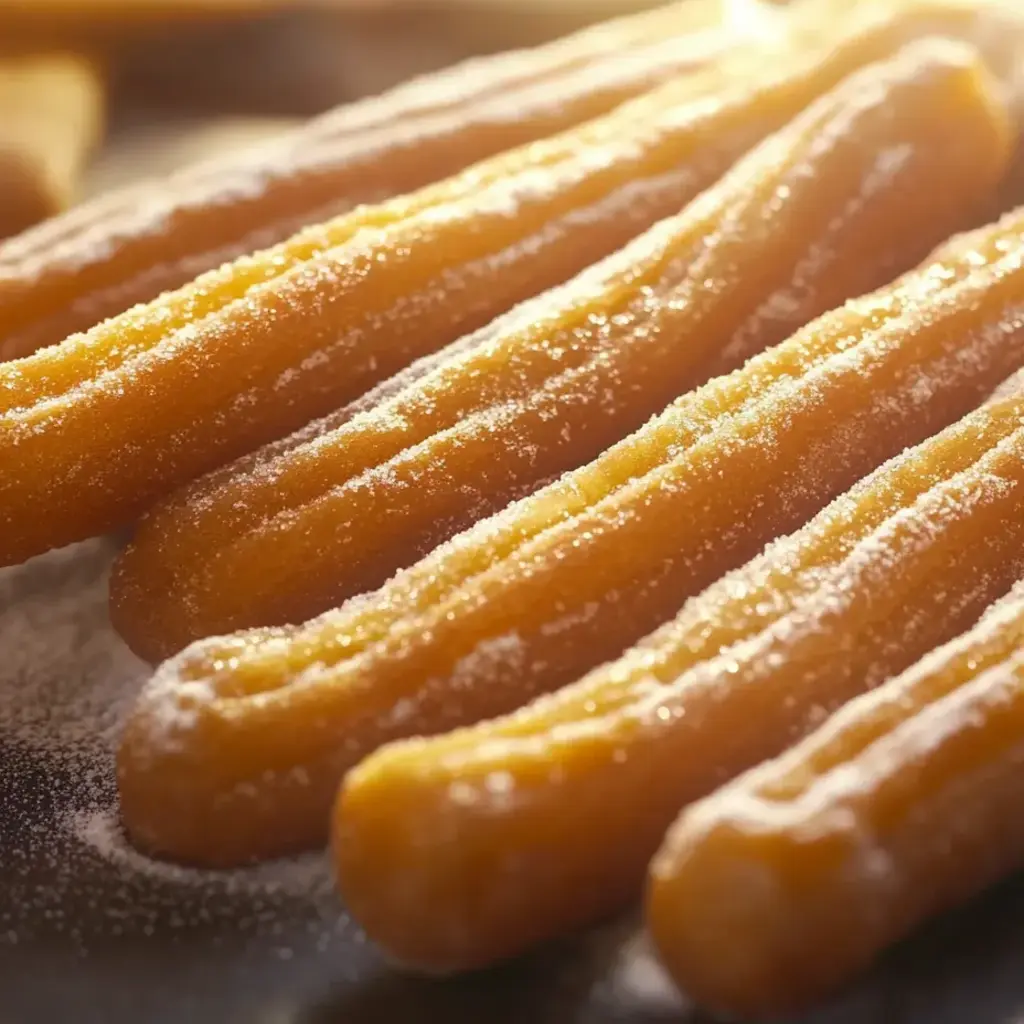 A plate of delicious fried dough sticks covered in sugar.