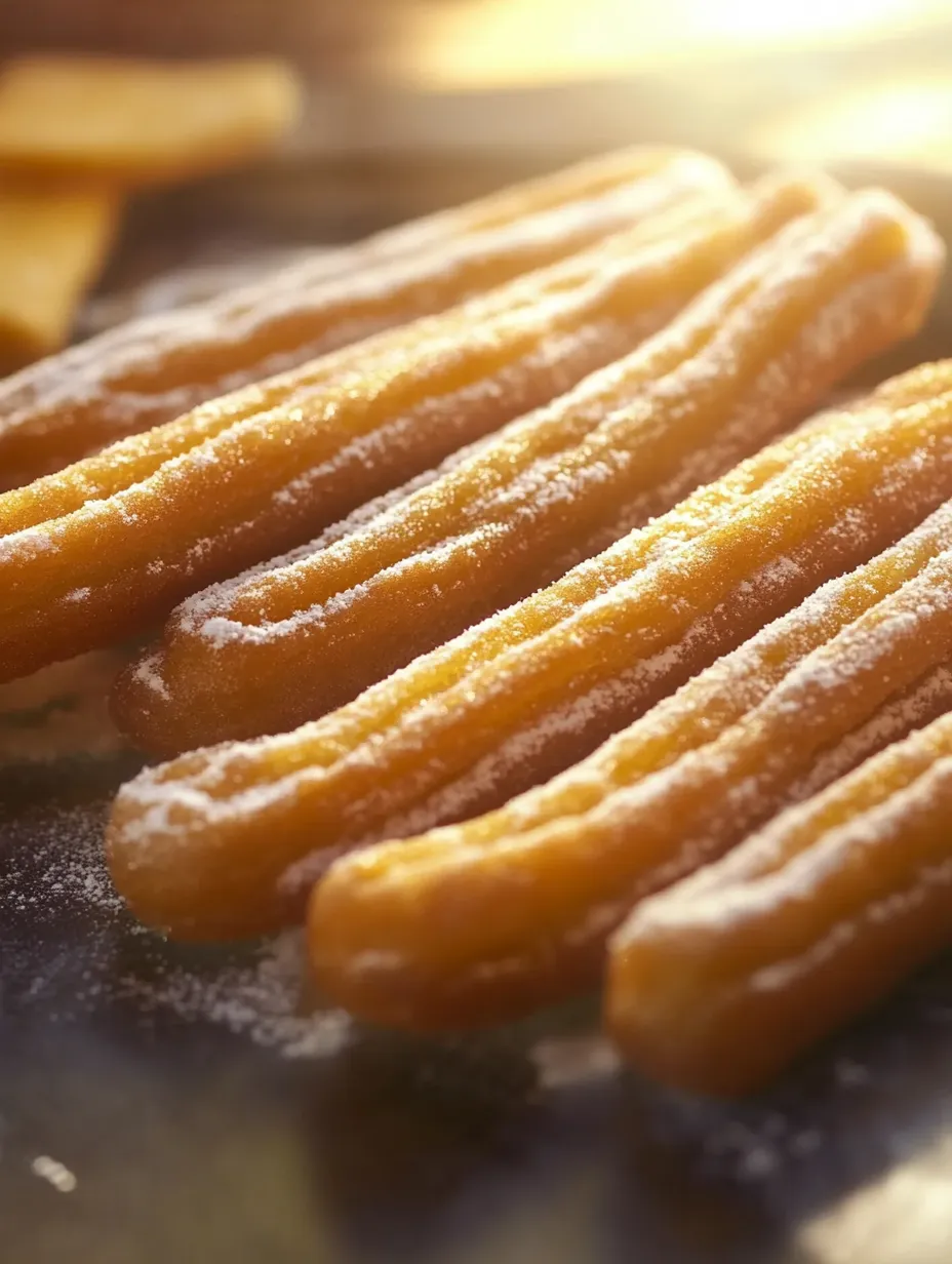 A plate of fried dough sticks covered in powdered sugar.