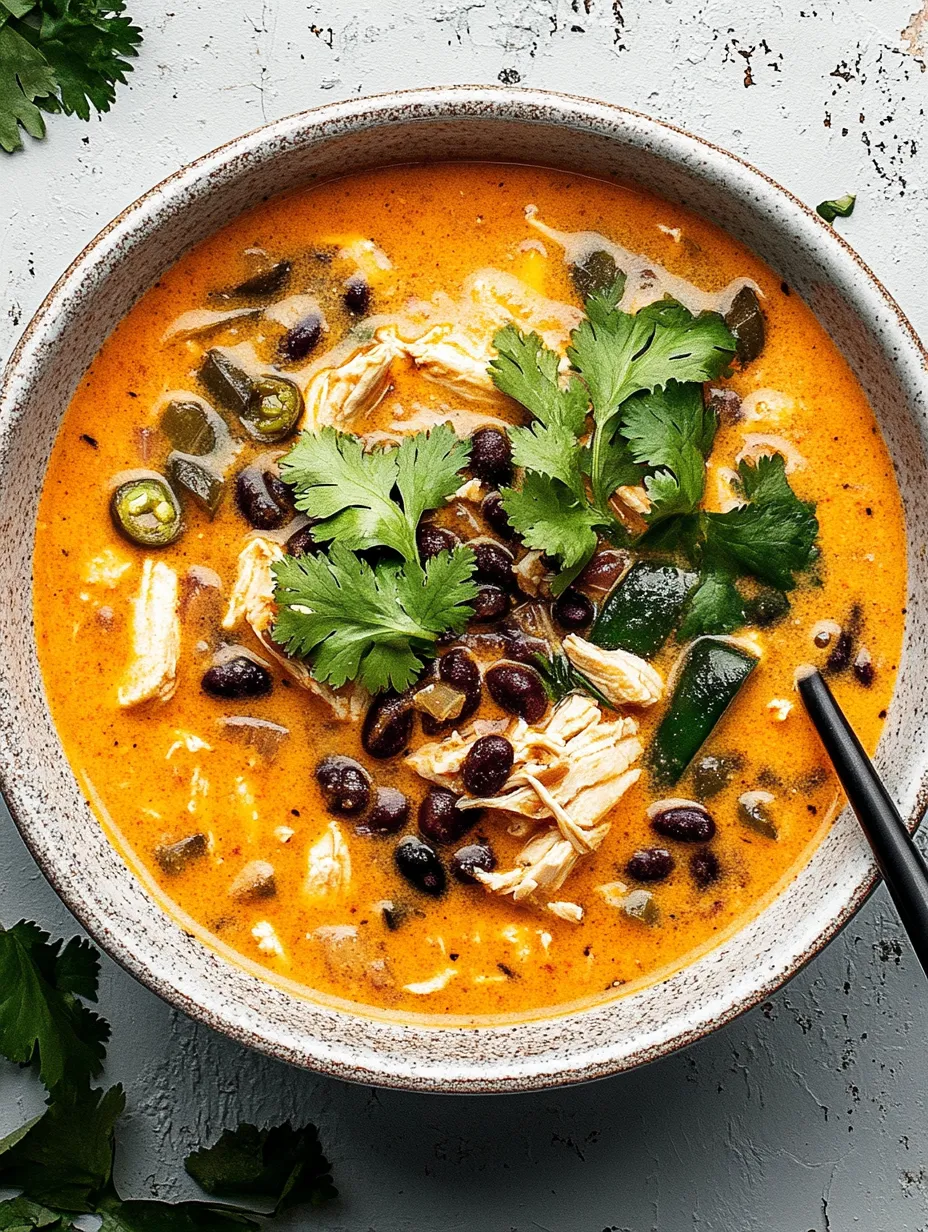 A bowl of soup with a spoon in it.