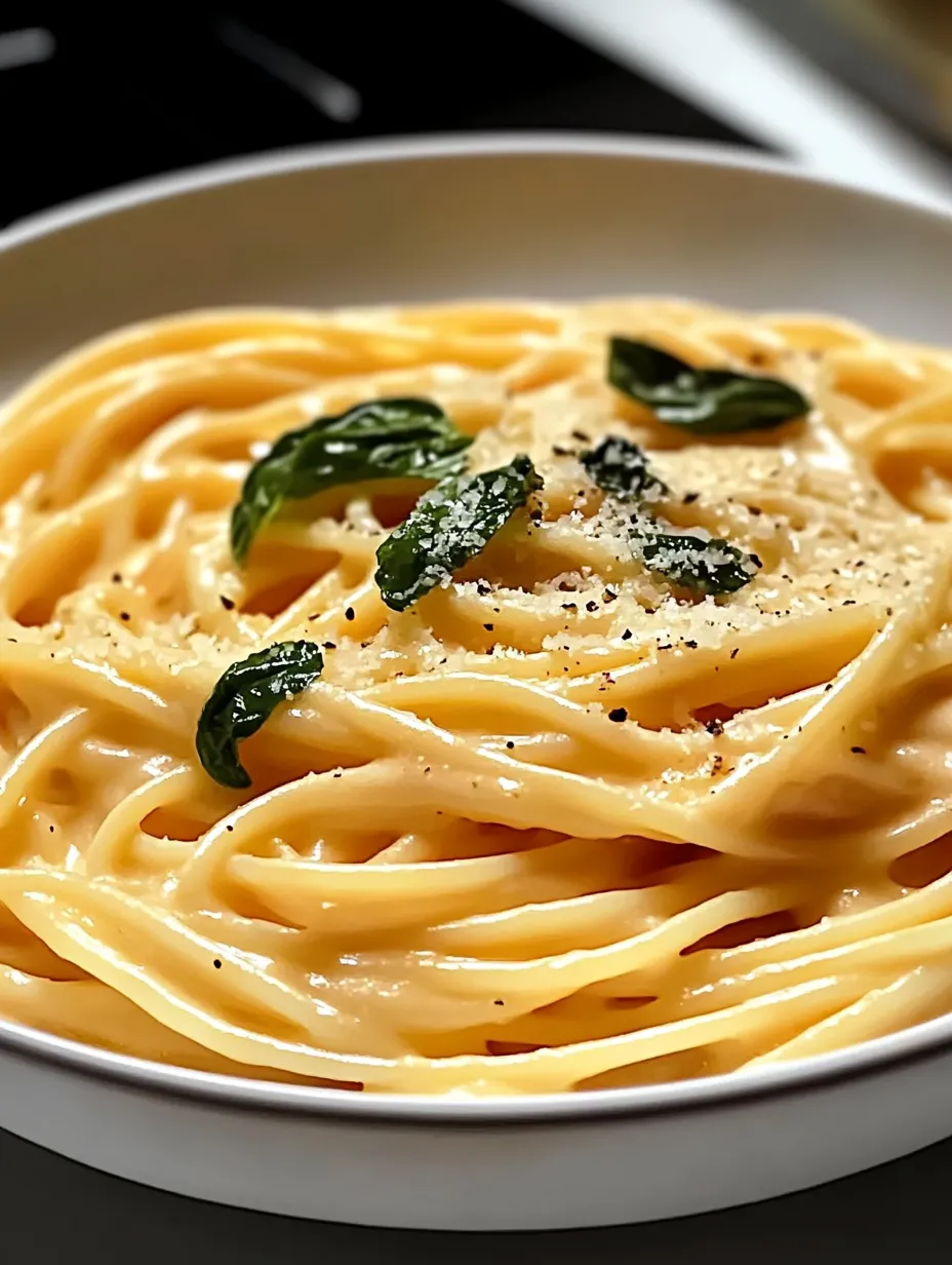 A bowl of spaghetti with cheese and herbs on top.