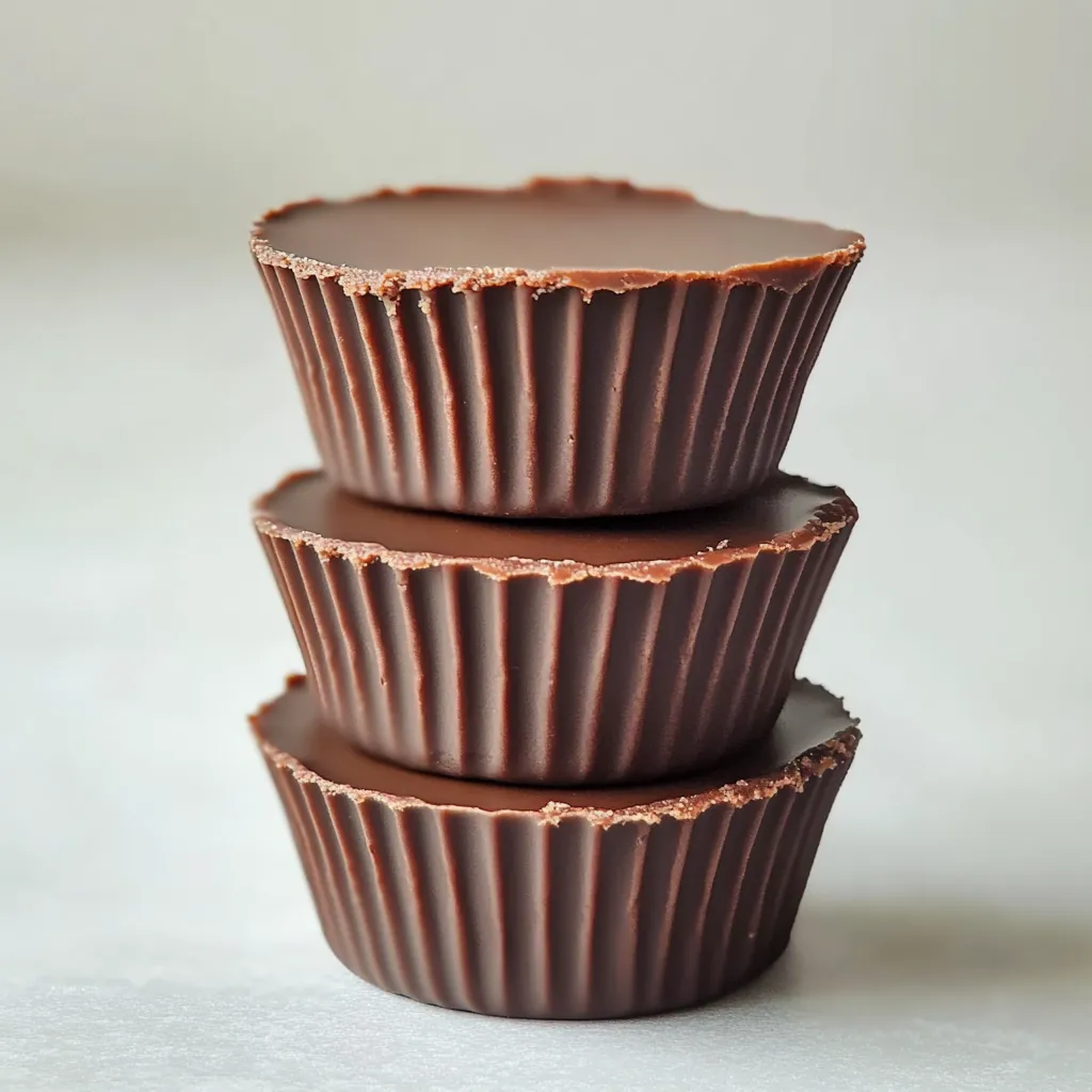 Three chocolate cups stacked on top of each other.