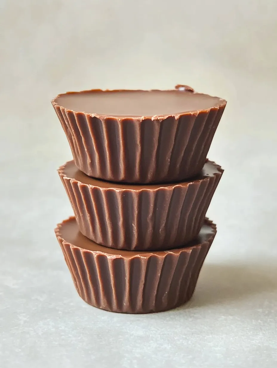 Three chocolate cups stacked on top of each other.