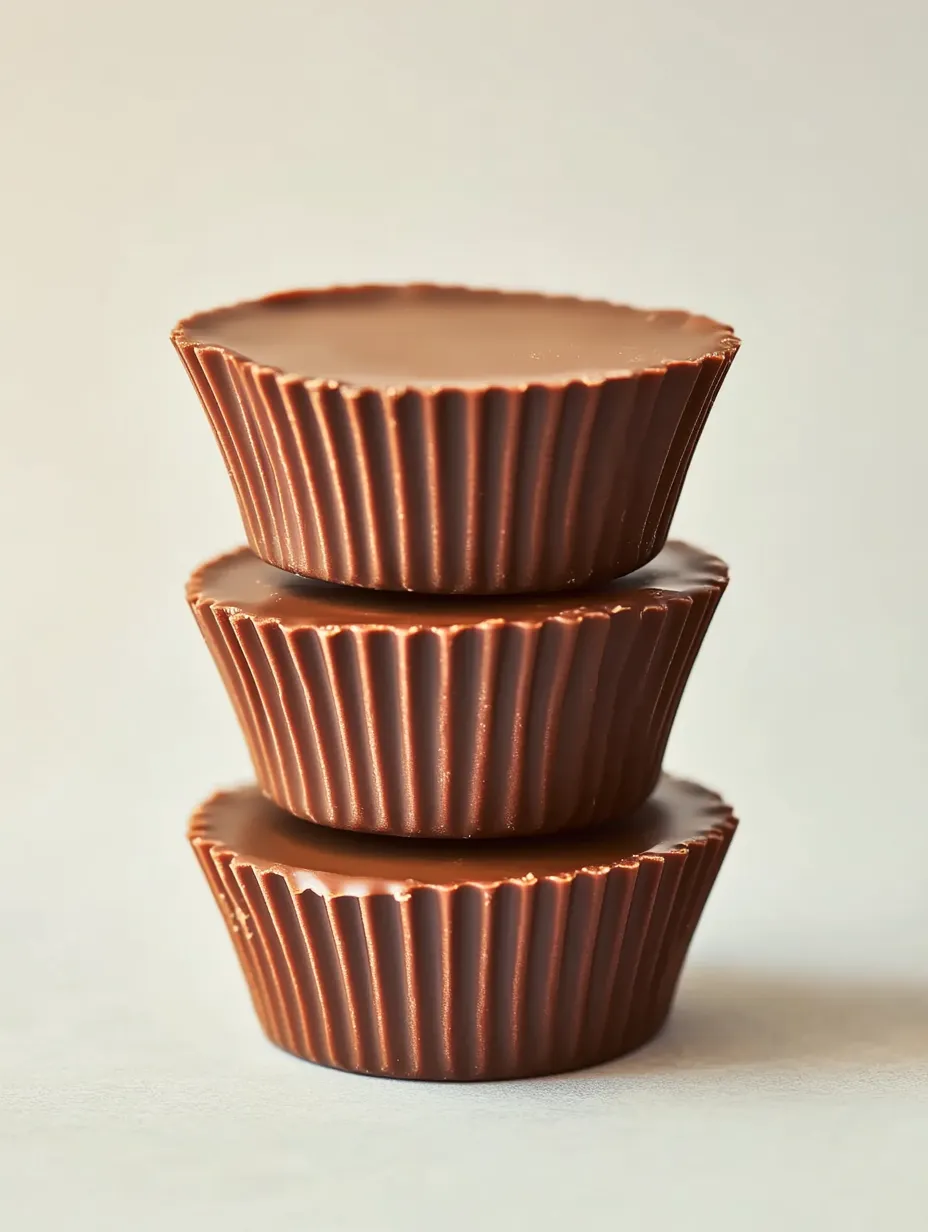 Three chocolate cups stacked on top of each other.