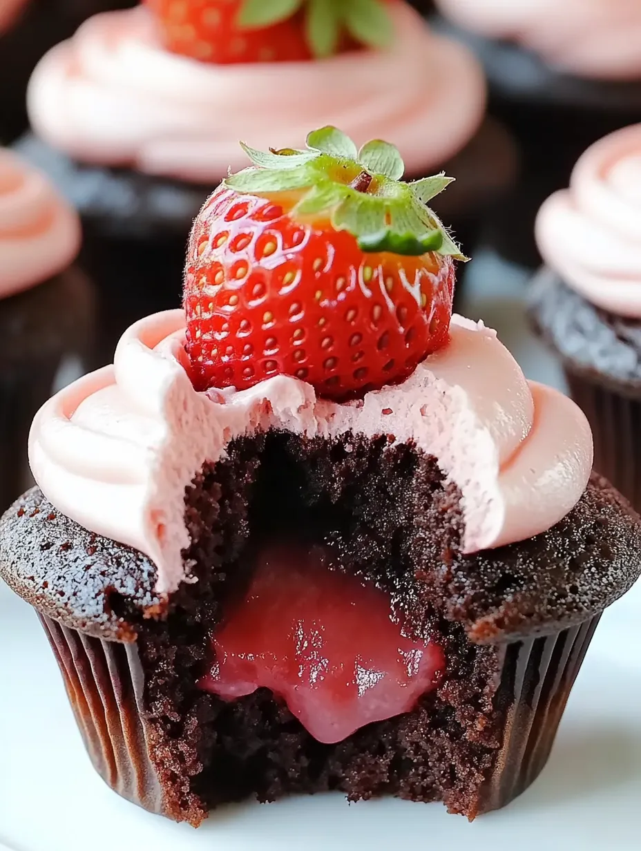 A cupcake with a strawberry on top.