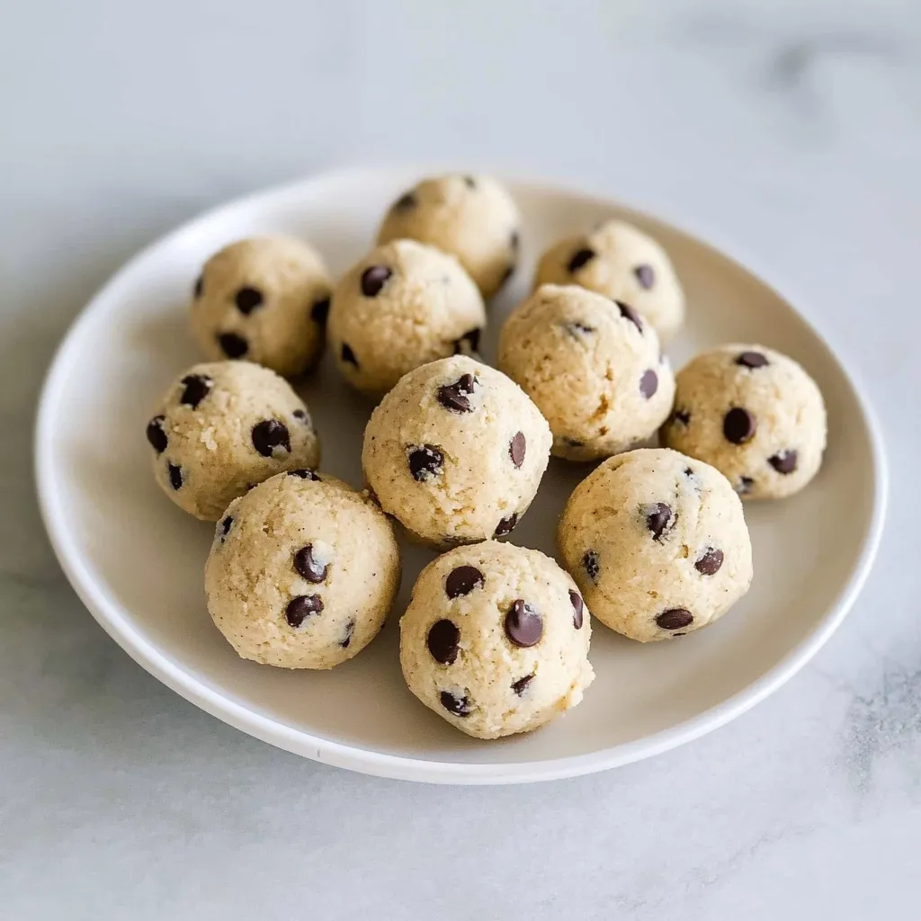 A plate of chocolate chip cookies with chocolate chips on top.