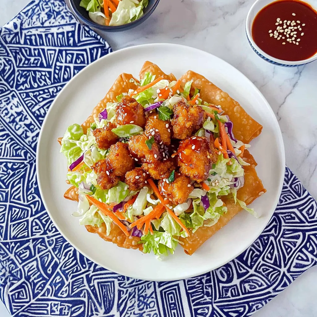 A plate of food with a salad and a fried dish.