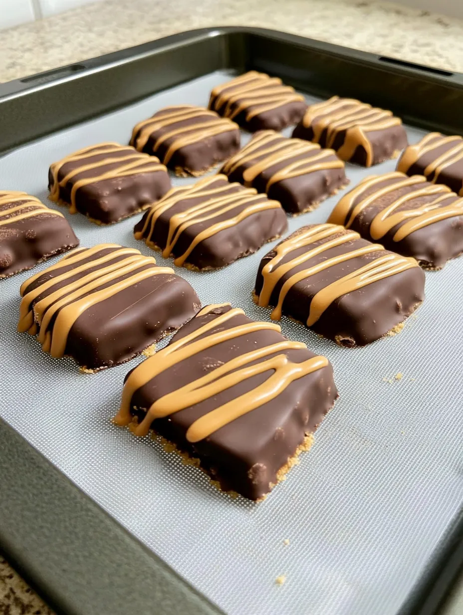 A tray of chocolate and peanut butter treats.