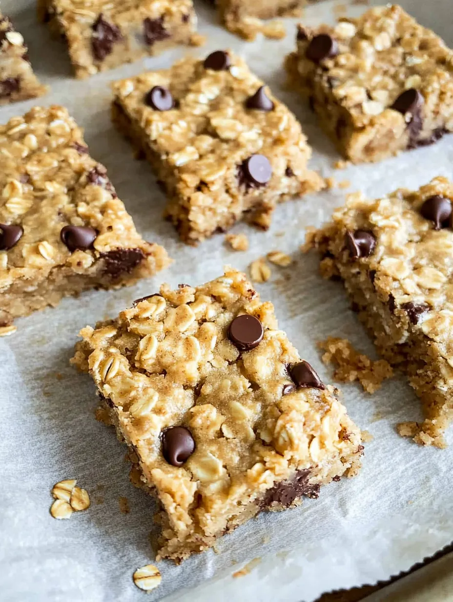 A close-up of a delicious chocolate chip granola bar.