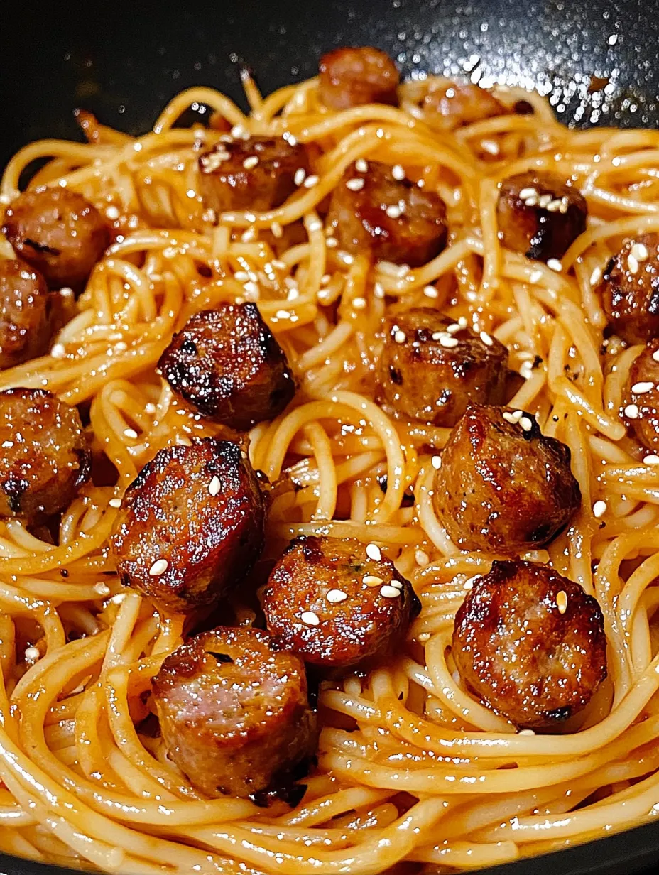 A plate of spaghetti with meatballs and pepper on top.