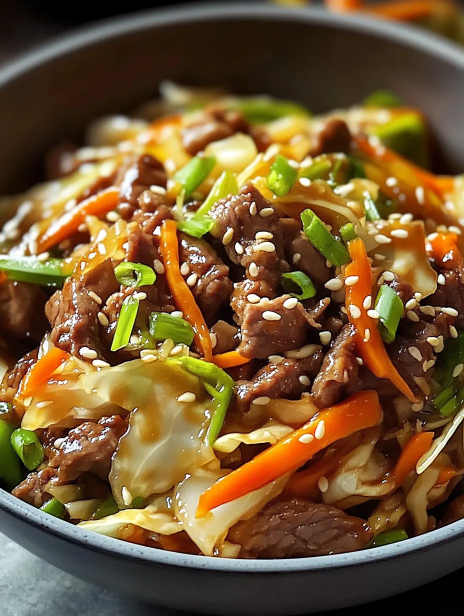 A bowl of Asian food with meat, vegetables, and sauce.