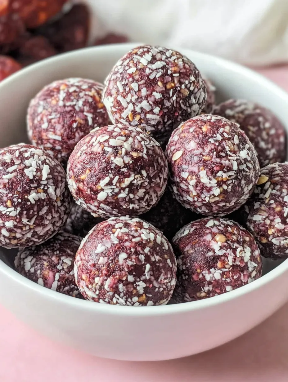 A bowl full of red balls with white seeds in it.