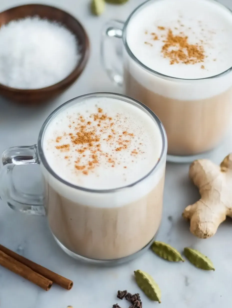 Two glasses of coffee with cinnamon on top.