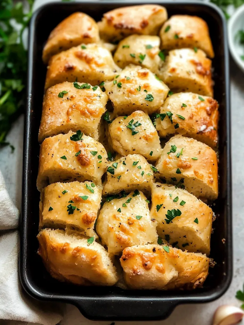 A pan of bread with herbs on top.