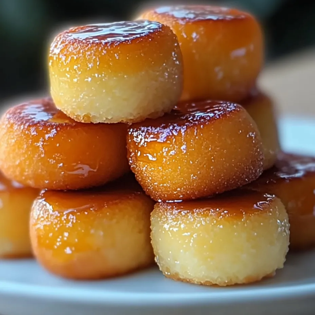 A stack of donuts with a glaze on top.