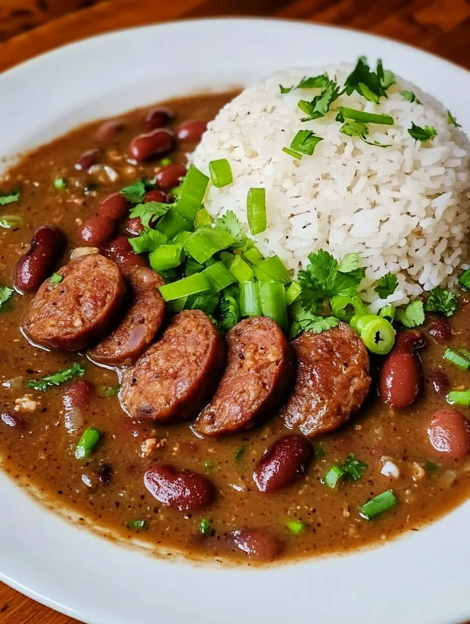 A plate of food with rice and beans, and a sausage.