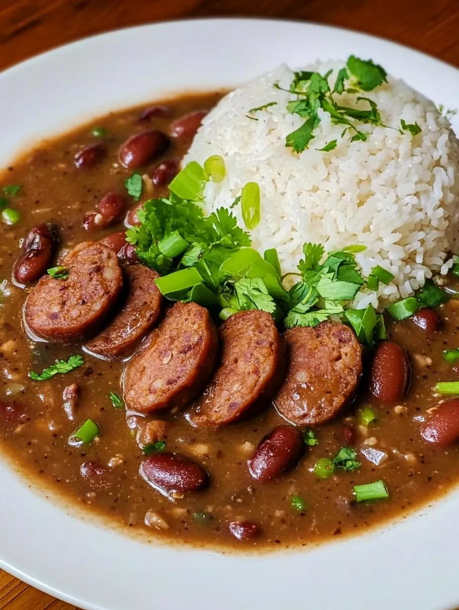 A plate of food with rice and beans, and a sausage on top.