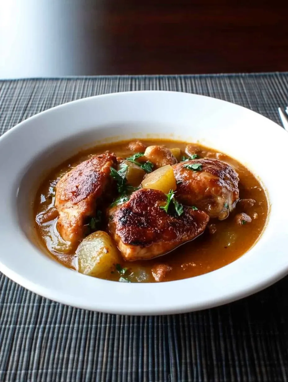 A white plate with a bowl of food on it.