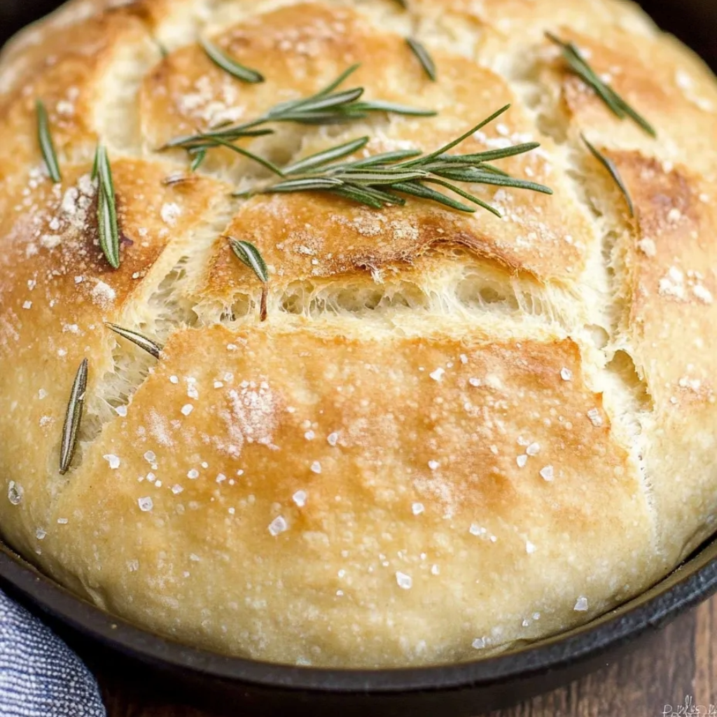 A loaf of bread with fresh herbs on top.