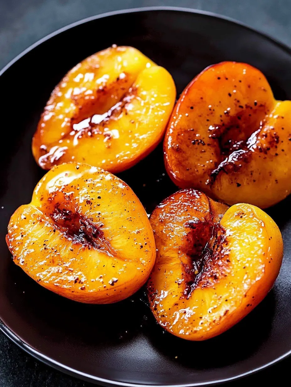 Four peaches on a plate, with one of them being burnt.