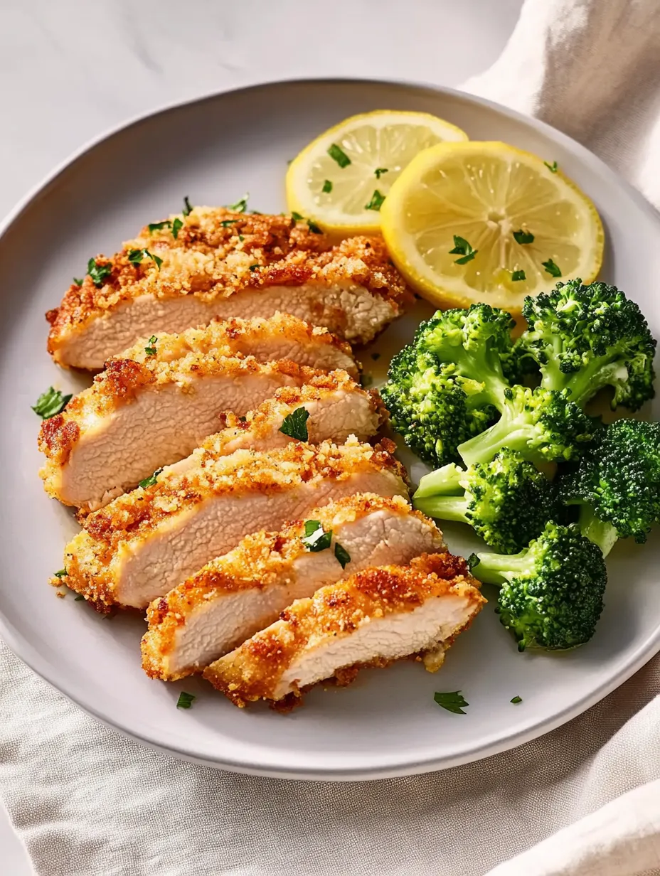 A plate of food with chicken, broccoli and lemon.