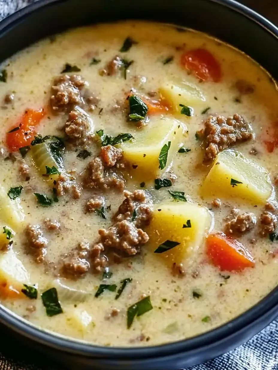 A bowl of soup with meat and vegetables.