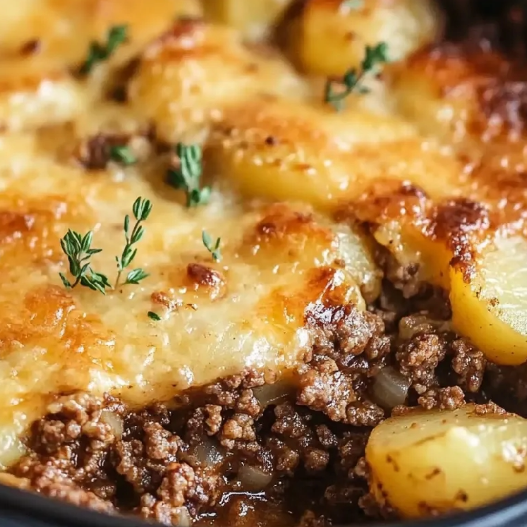 A delicious meal of meat and potatoes with a side of herbs.