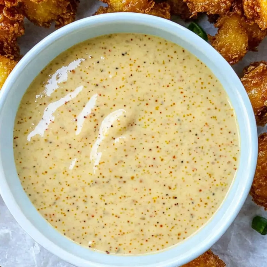A bowl of sauce with a spoon in it.