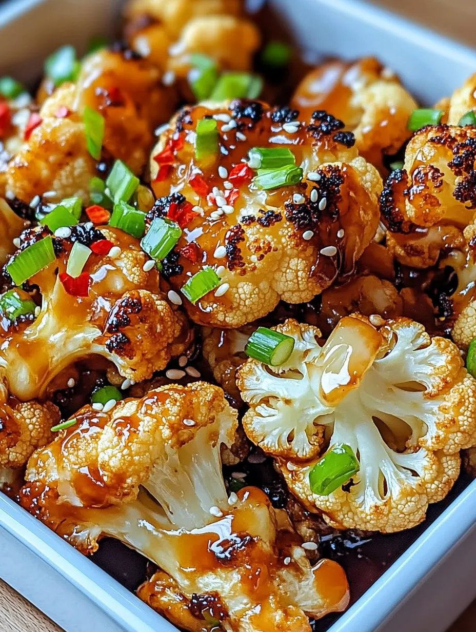 A plate of food with cauliflower and peppers in a brown sauce.
