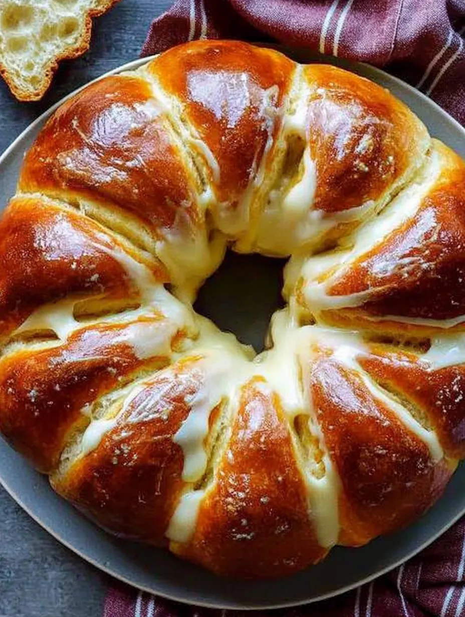 A delicious bread with white cream in the middle.