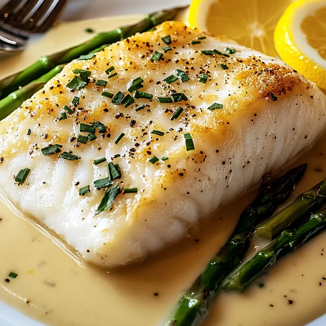 A plate of fish with lemon and herbs on top.