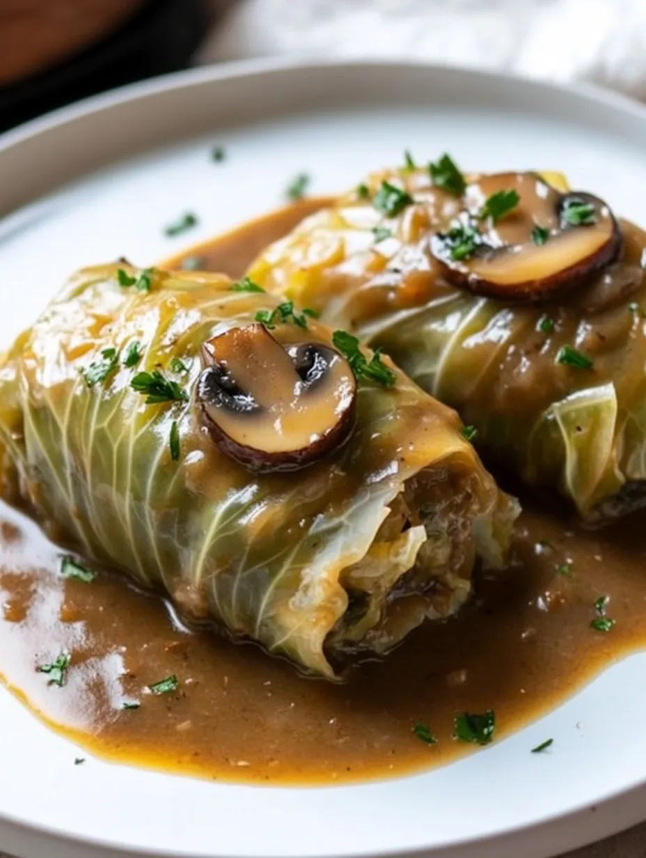 A plate of food with mushrooms on top.