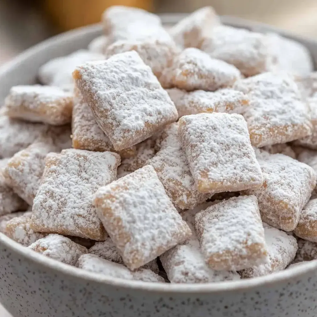 A bowl of powdered sugar covered cookies.