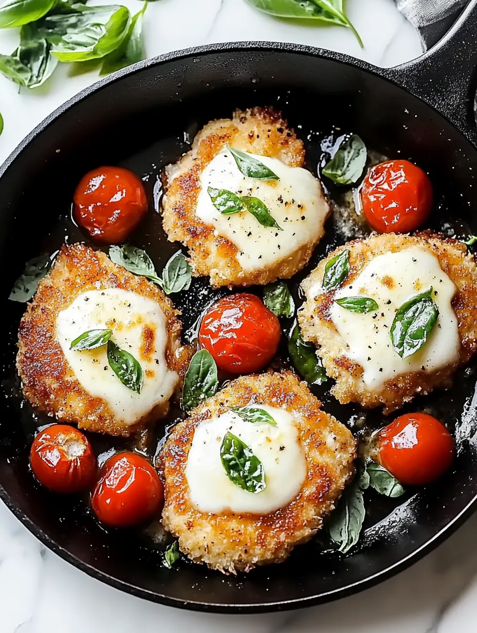 A pan of chicken with tomatoes and basil.