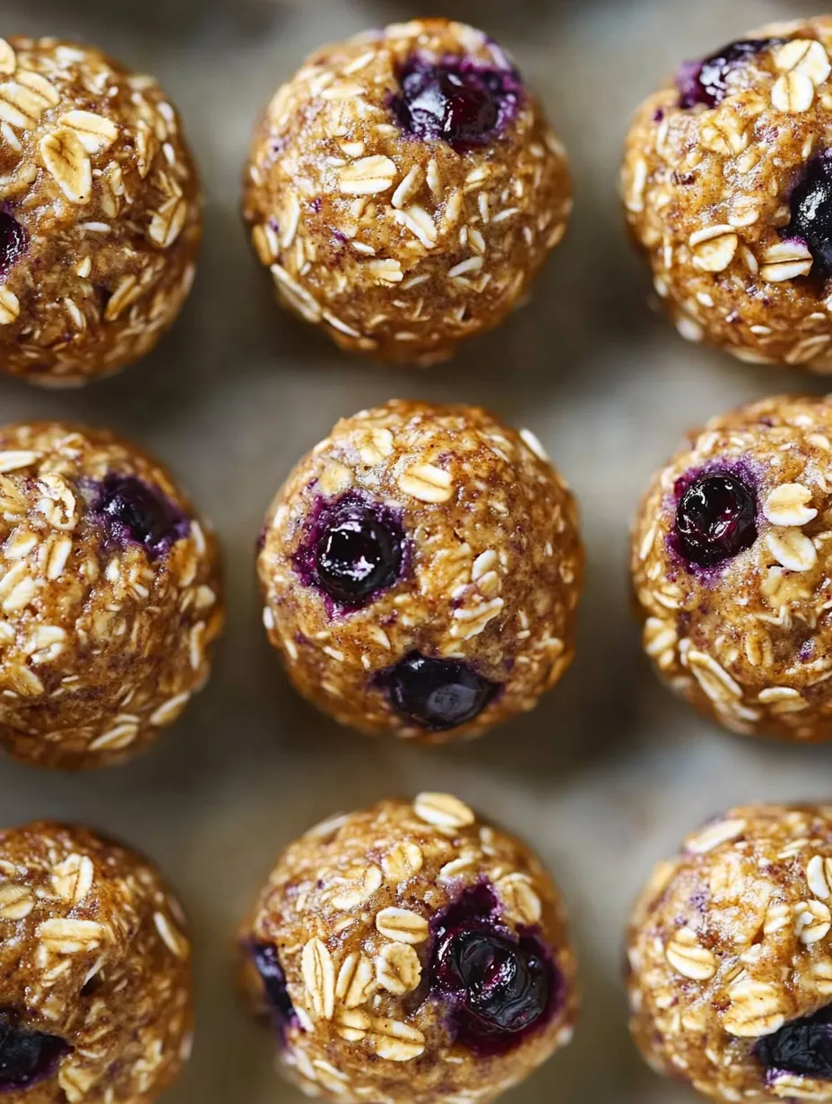 Close up of a muffin with oatmeal and juicy blueberries.