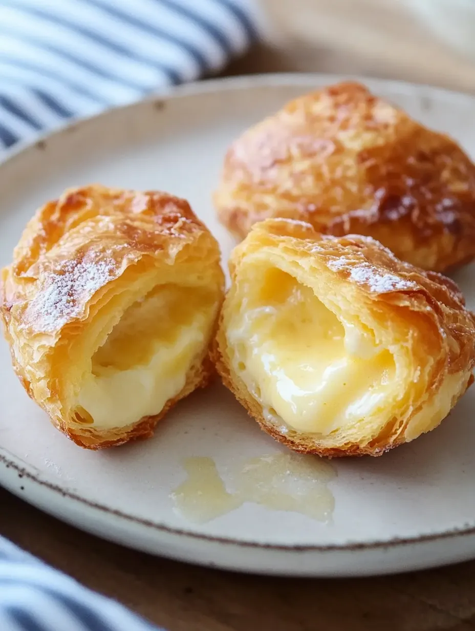 Two pieces of pastry with cheese inside.