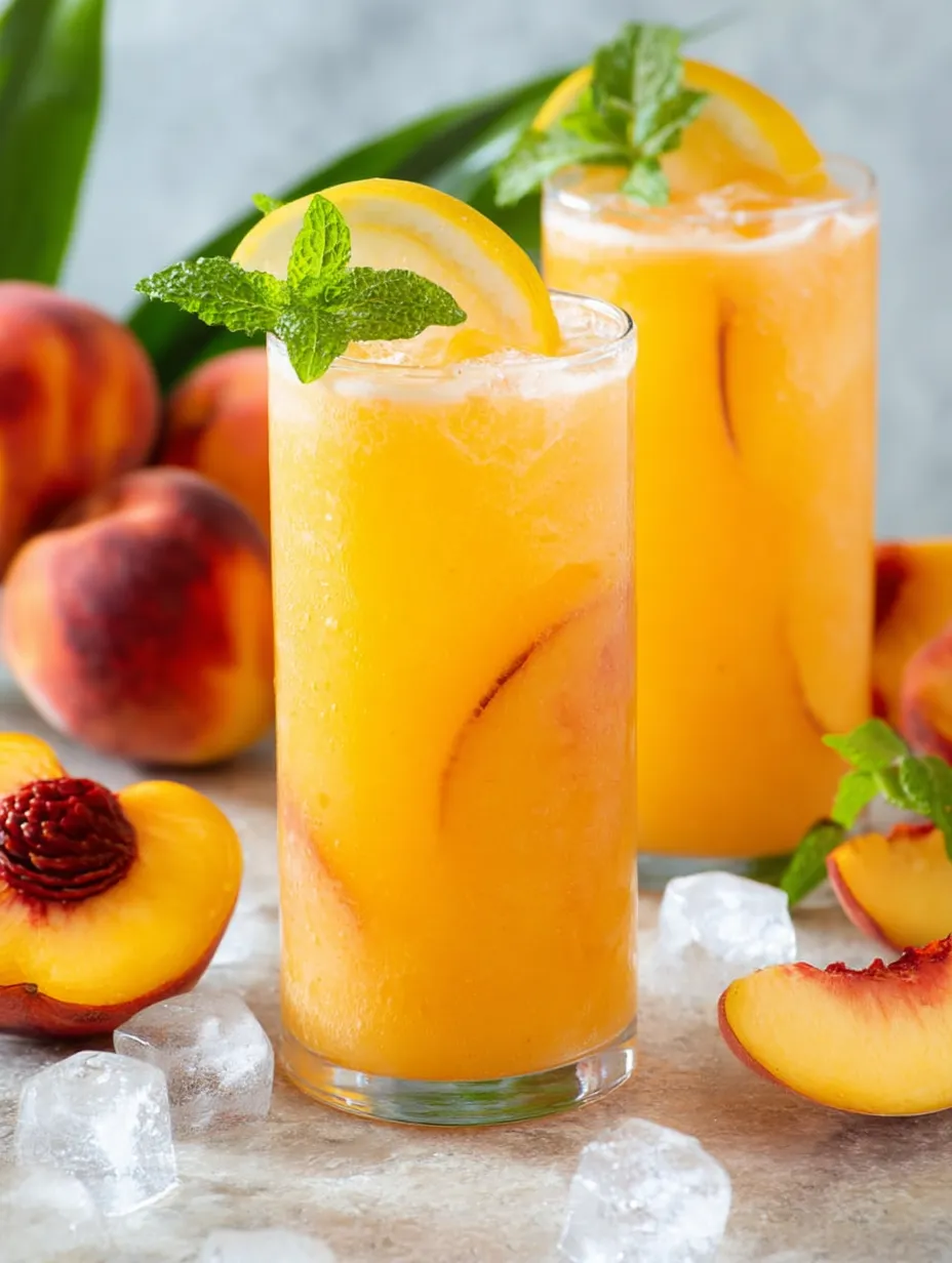 A glass of orange juice with a lemon wedge in it.