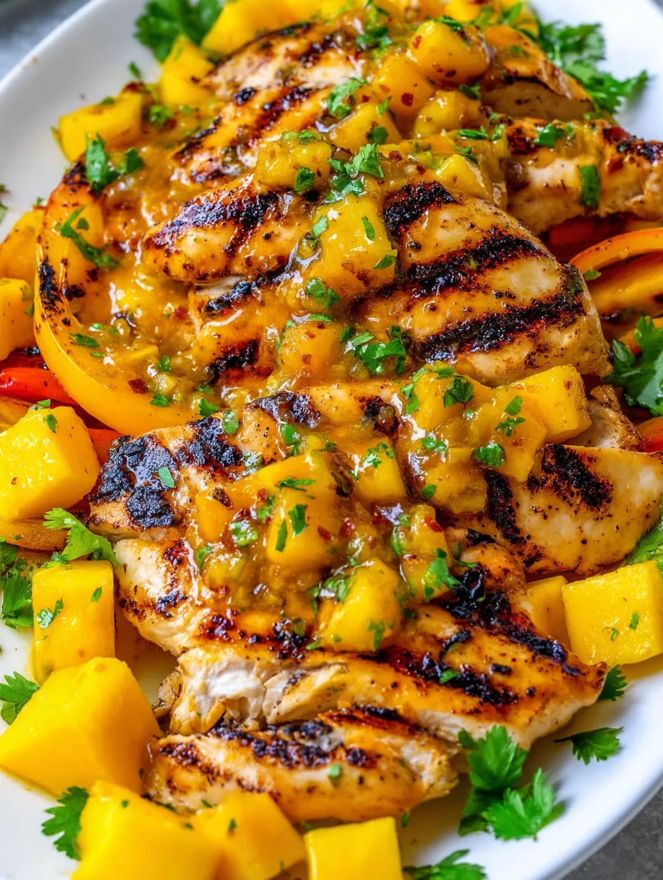 Chicken with sauce and vegetables.