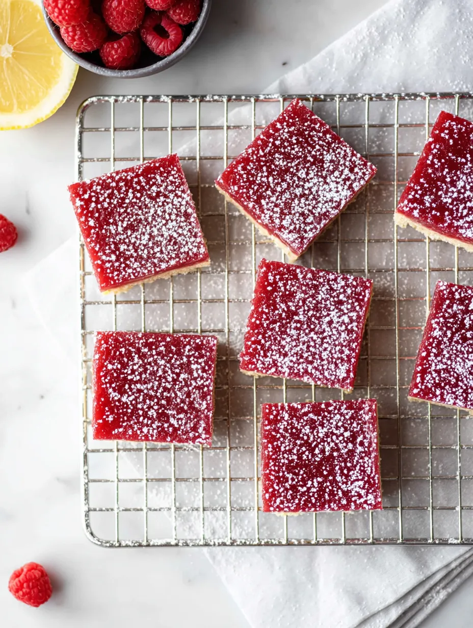 A tray of red cake with white powder on it.