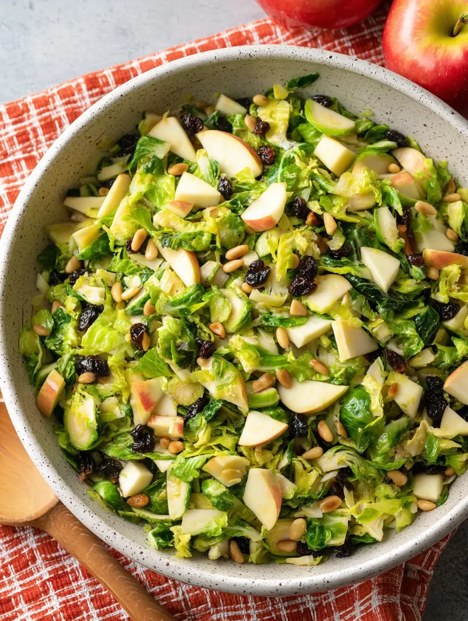 A bowl of salad with apples, nuts, and greens.